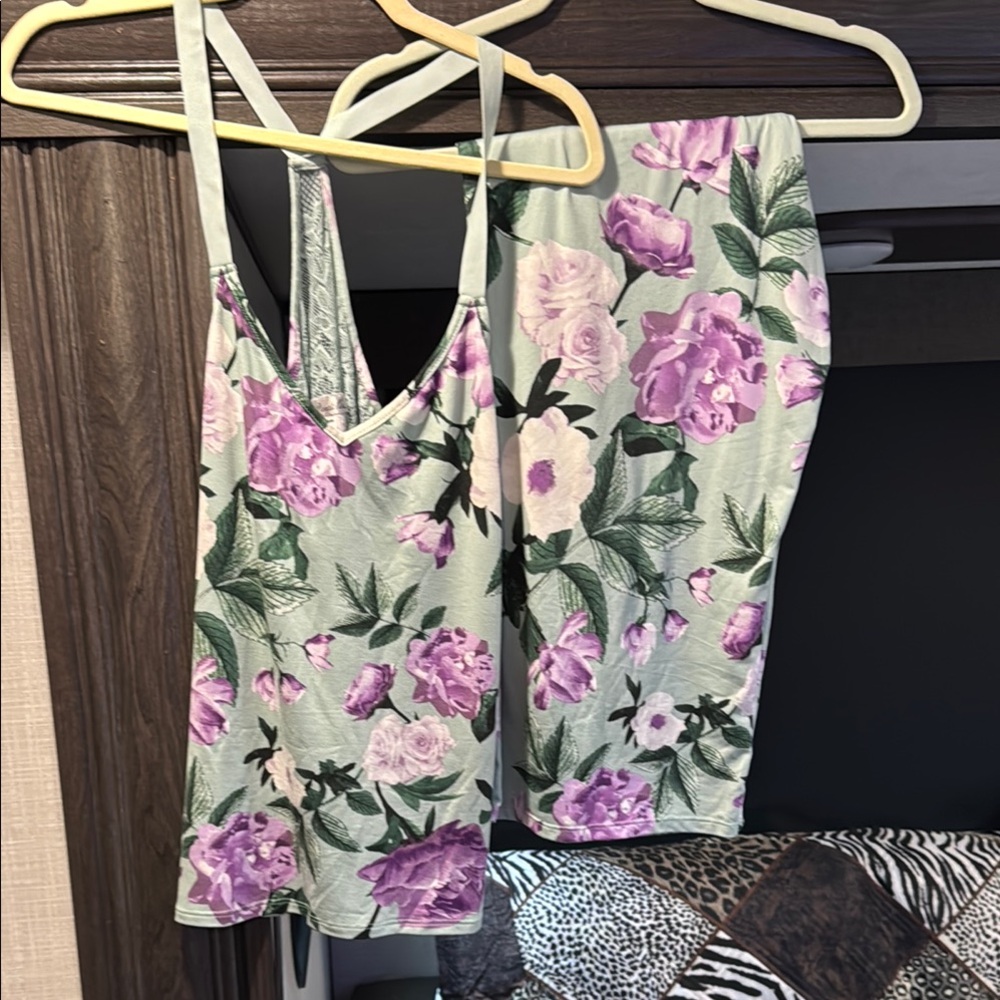 Pink and Green Fitted Camisole Top